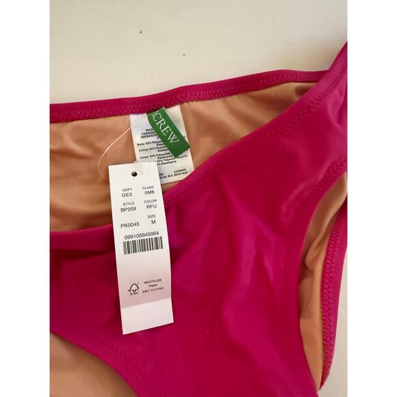 $59.50 NWT J Crew Mid Rise Cheeky Coverage Bikini Swim Bottom Sz M Pink Fuchsia - Picture 3 of 7